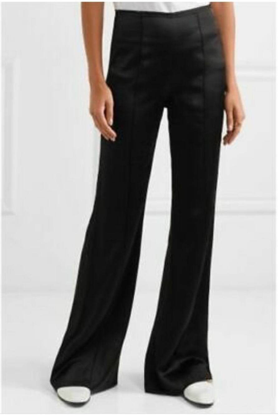 Elizabeth and James Iven Black Fluid Satin Side Zipper Flare Dress Pants Size 2